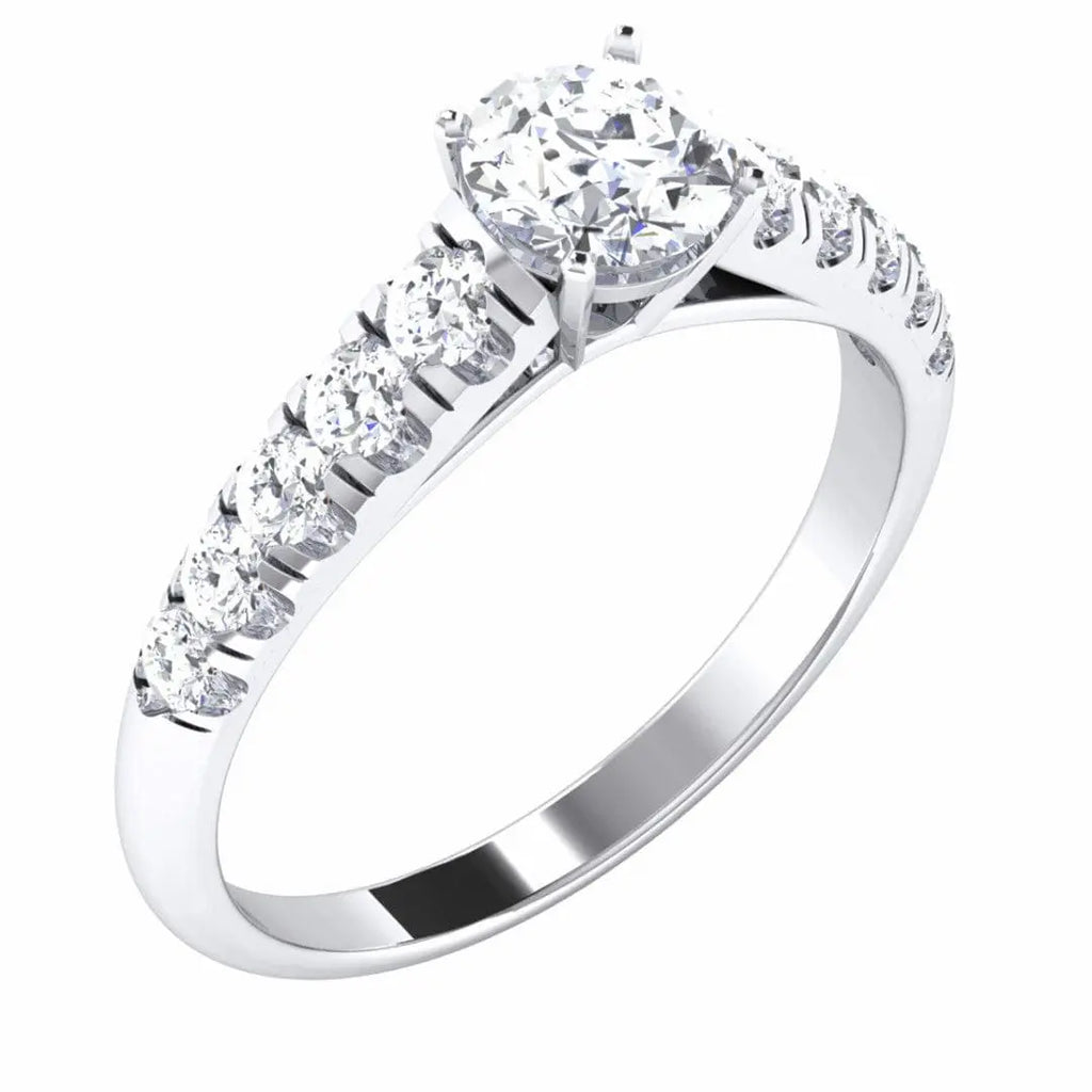Jewelove™ Rings Women's Band only / SI IJ Platinum Solitaire Engagement Setting with 10 Diamonds on Shank JL PT 478-M