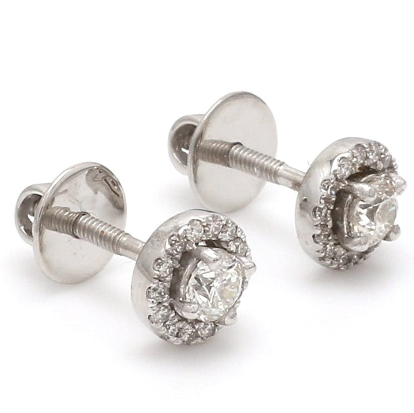 Jewelove™ Earrings SI IJ Platinum Solitaire Halo Earrings JL PT E 183