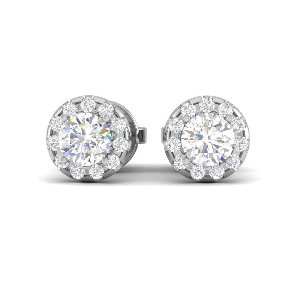 Jewelove™ Earrings SI IJ Platinum Solitaire Halo Earrings JL PT E EF10871