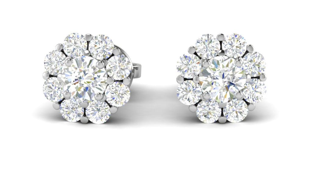 Jewelove™ Earrings SI IJ Platinum Solitaire Halo Earrings JL PT E SE RD 111