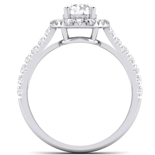 Platinum Solitaire Rings - Platinum Solitaire Halo Engagement Ring With Diamond Shank JL PT 465 Circle View