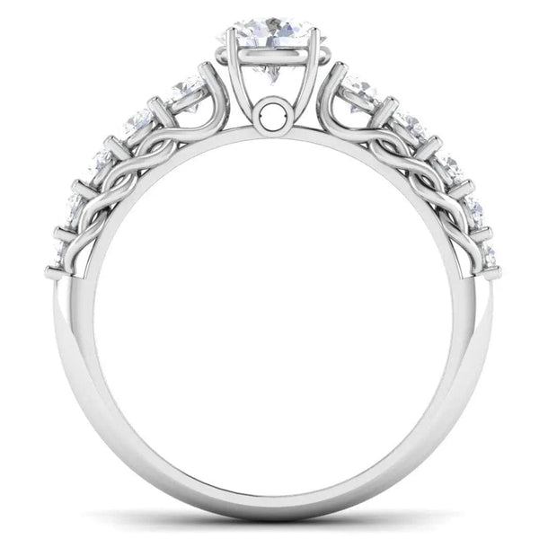 Jewelove™ Rings Platinum Solitaire Setting with 5-pointer Diamond Accents on Either Side JL PT 484-M