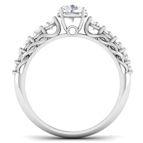 Jewelove™ Rings Platinum Solitaire Setting with 5-pointer Diamond Accents on Either Side JL PT 484-M