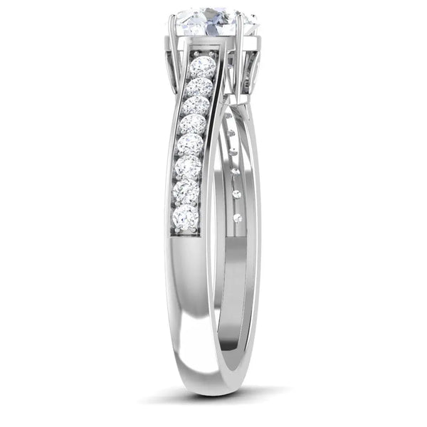 Jewelove™ Rings Women's Band only Platinum Solitaire Setting with Diamond Shank for Women JL PT 512-M