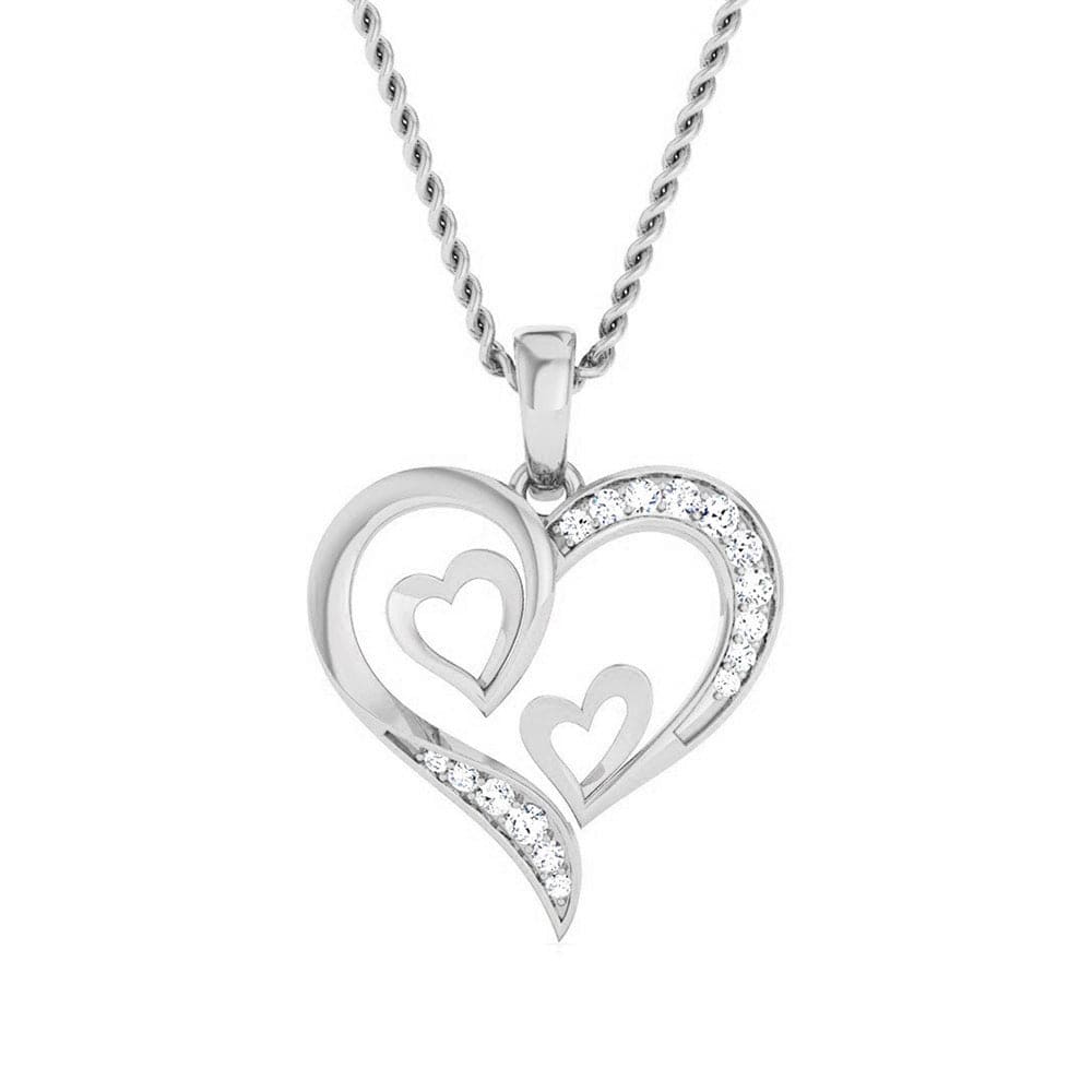 Front View of Platinum Tripple Heart Pendant with Diamonds JL PT P 8067