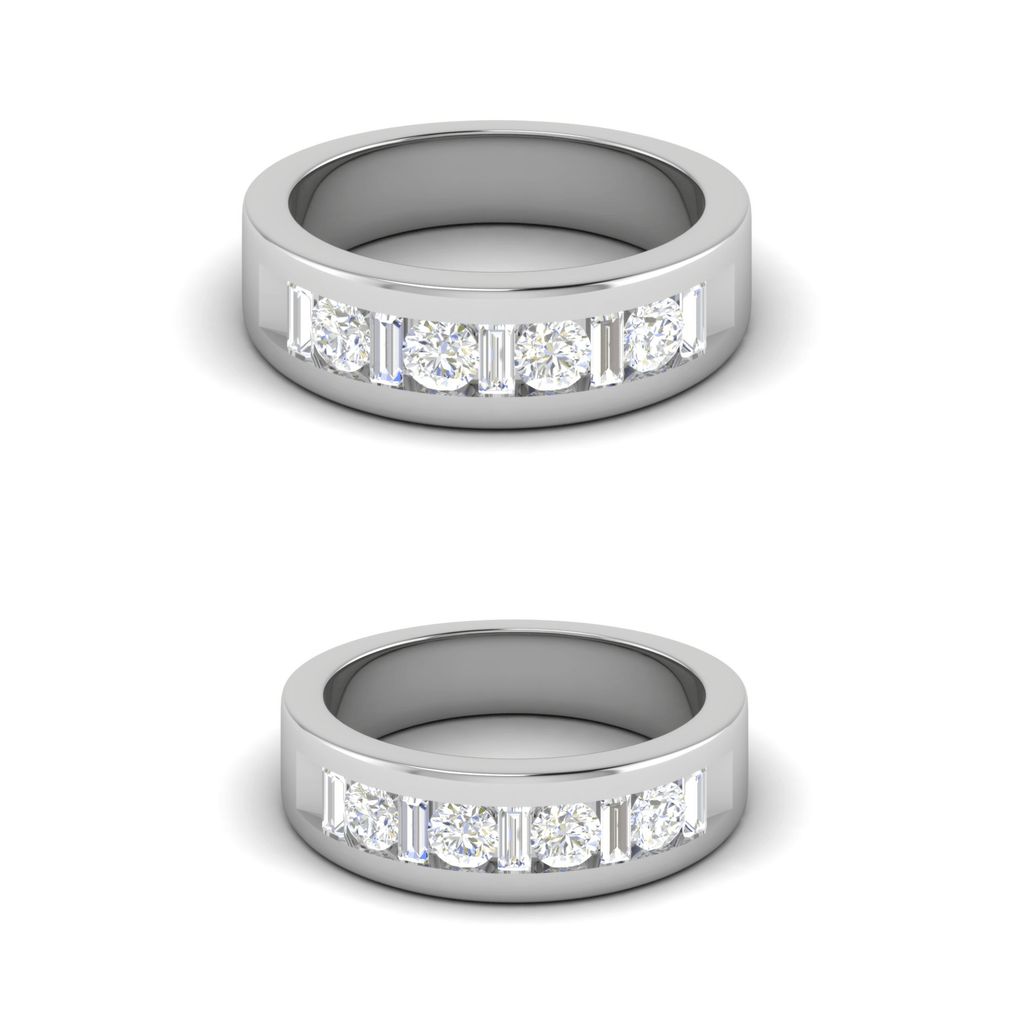 Jewelove™ Rings Both / VS GH Platinum Unisex Baguette Ring with Diamonds JL PT MB RD 145