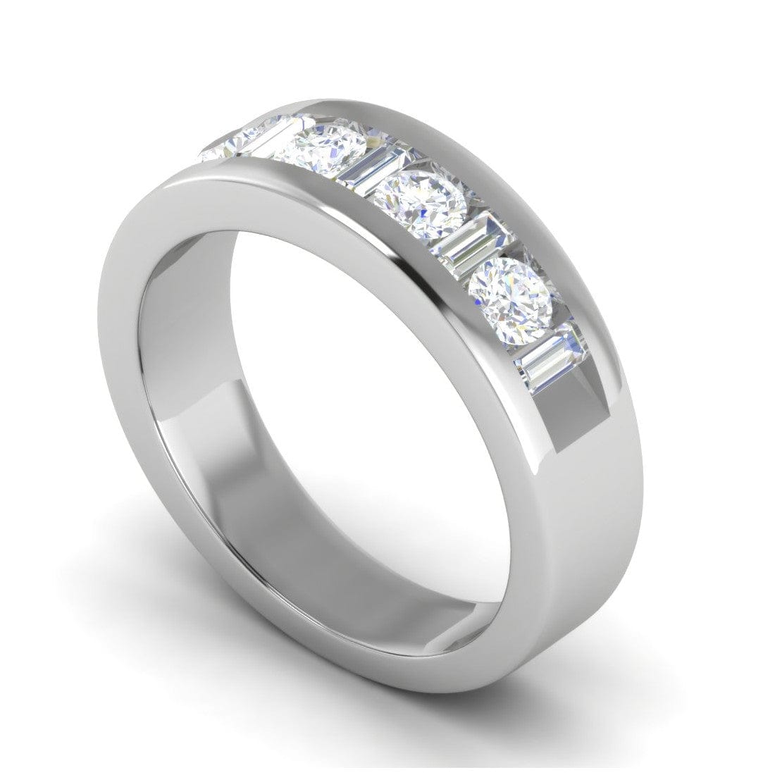 4.5mm Broad Half Eternity Ring with Diamonds in Platinum JL PT 435