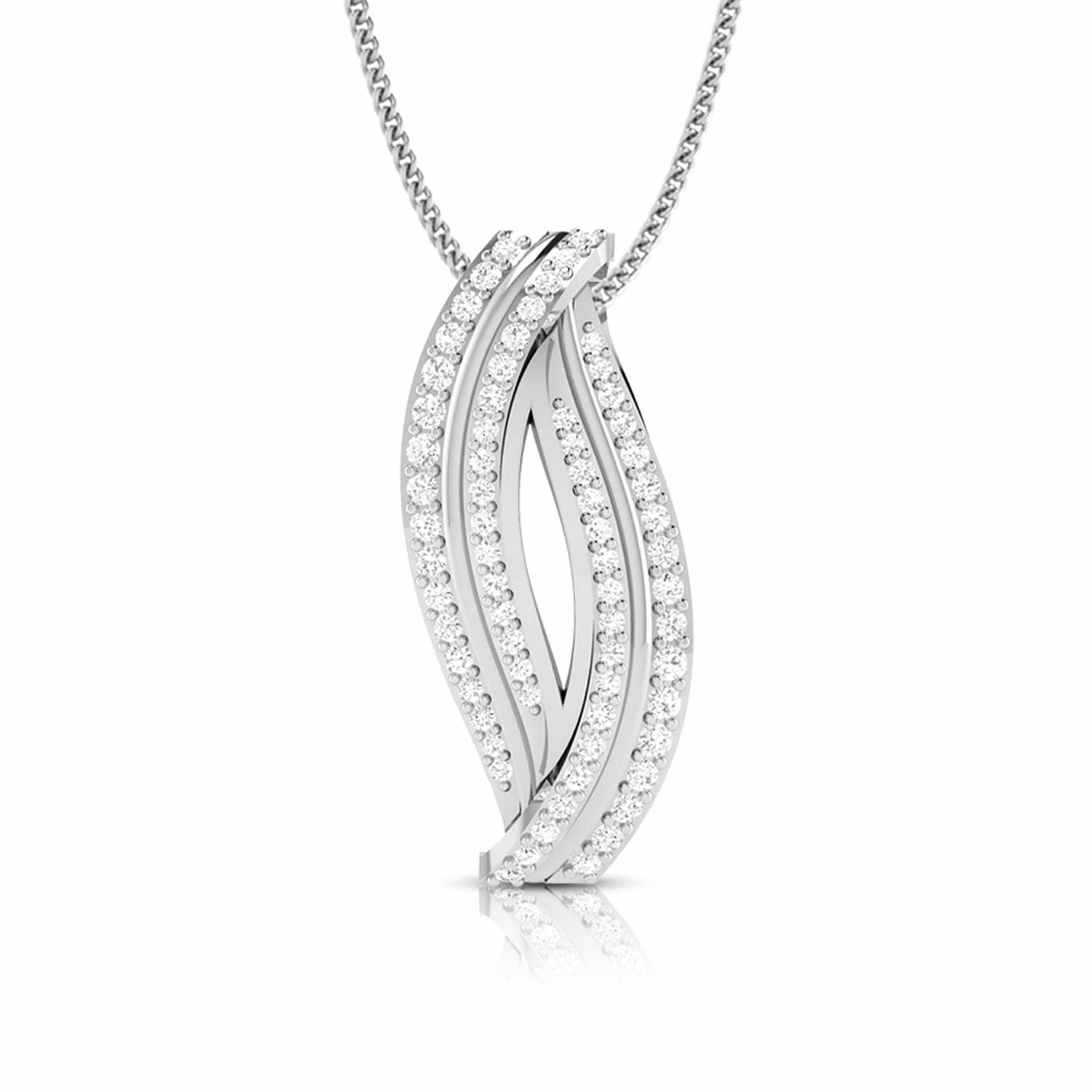 Diamond Double Teardrop Necklace 1/10 ct tw Round-cut Sterling Silver 18