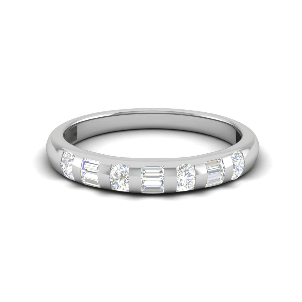 Jewelove™ Rings Women's Band only / VS-SI IJ Platinum with Emerald Cut Diamond Half Eternity Ring for Women JL PT WB RD 152