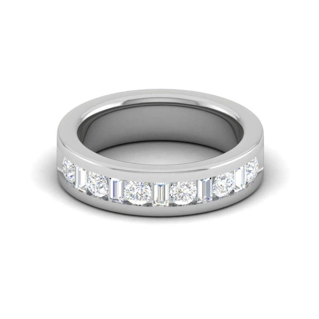 Jewelove™ Rings Women's Band only / VS GH Platinum with Emerald Cut Diamond Half Eternity Ring for Women JL PT WB RD 154