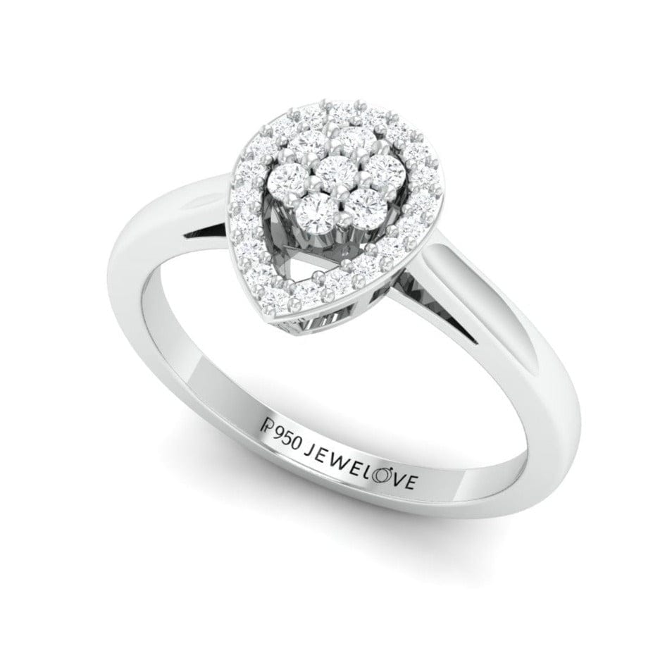 Jewelove™ Rings Women's Band only / SI IJ Pressure-set Solitaire Look Pear Shape Platinum Ring with Diamonds for Women JL PT 972