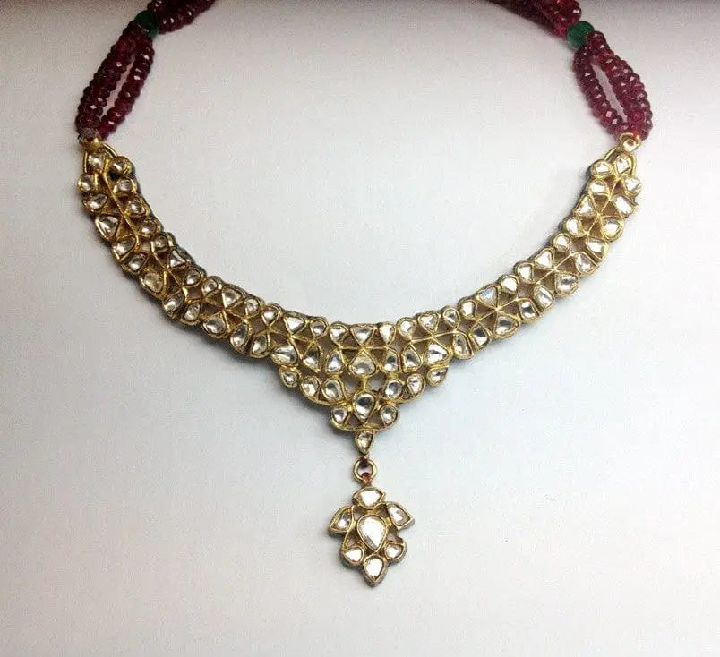 Uncut diamond sales polki necklace