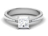 Jewelove™ Rings Women's Band only Princess Cut Solitaire Engagement Ring in Platinum with Diamond Studded Shank JL PT 487