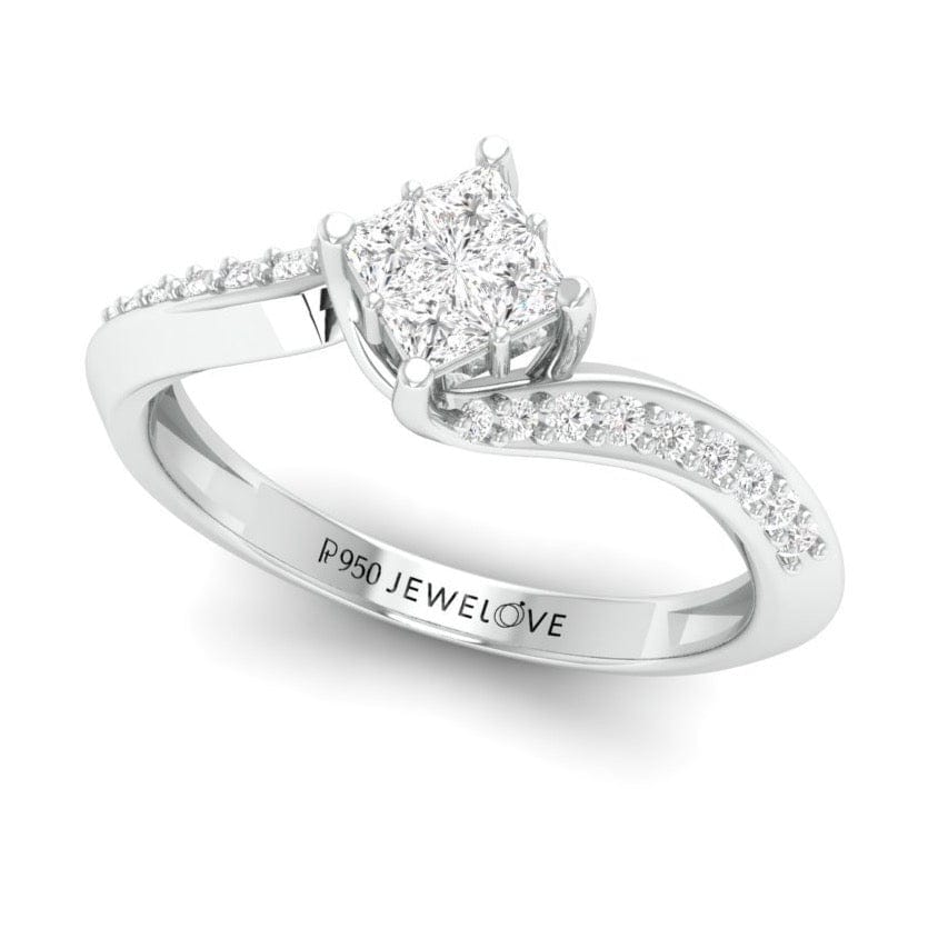 Jewelove™ Rings Women's Band only Princess Cut Solitaire-look Platinum Engagement Ring for Women JL PT 1010