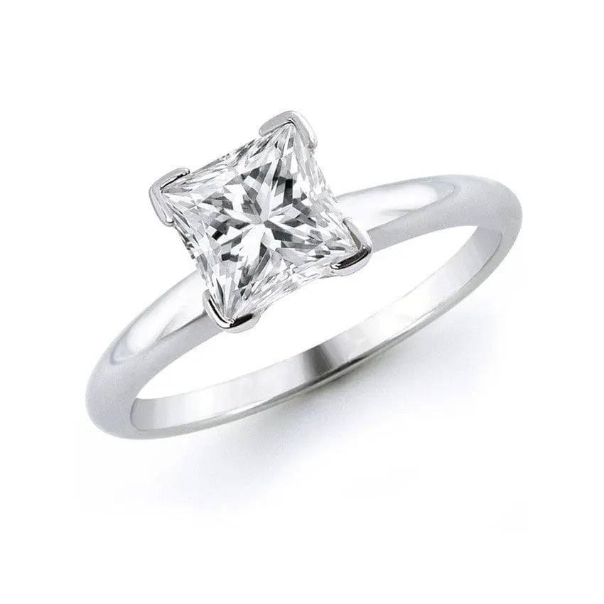 Jewelove™ Rings Women's Band only Princess Cut Solitaire Platinum Ring with 4 Prongs JL PT 440