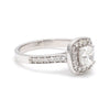 Side View of Raised Halo Solitaire Engagement Platinum Ring with Cushion Cut JL PT 661