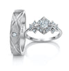 Jewelove™ Rings Both / SI IJ Rays of Light Platinum Love Bands with Solitaire JL PT 984