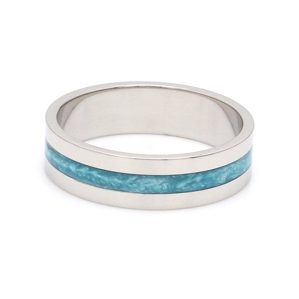 Jewelove™ Rings Men's band only Ready for Shipping - Ring Size 23, Plain Platinum Ring with Blue Enamel for Men JL PT 1119