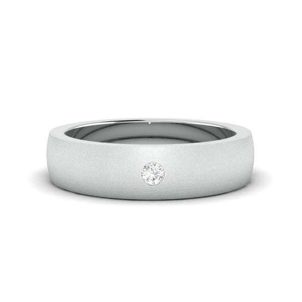 Jewelove™ Rings Men's Band only / SI IJ Ready to Ship Classic Matte Finish Single Diamond Platinum Ring JL PT 679 Ring Size 21