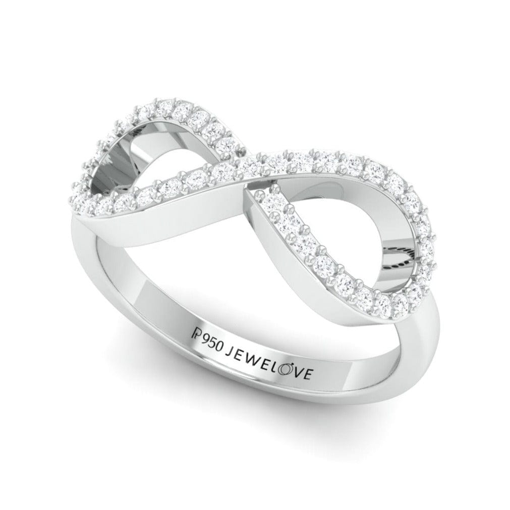 Jewelove™ Rings Women's Band only / SI IJ Ready to Ship - Ring Size 11, Platinum Infinity Ring with Diamonds for Women JL PT 968