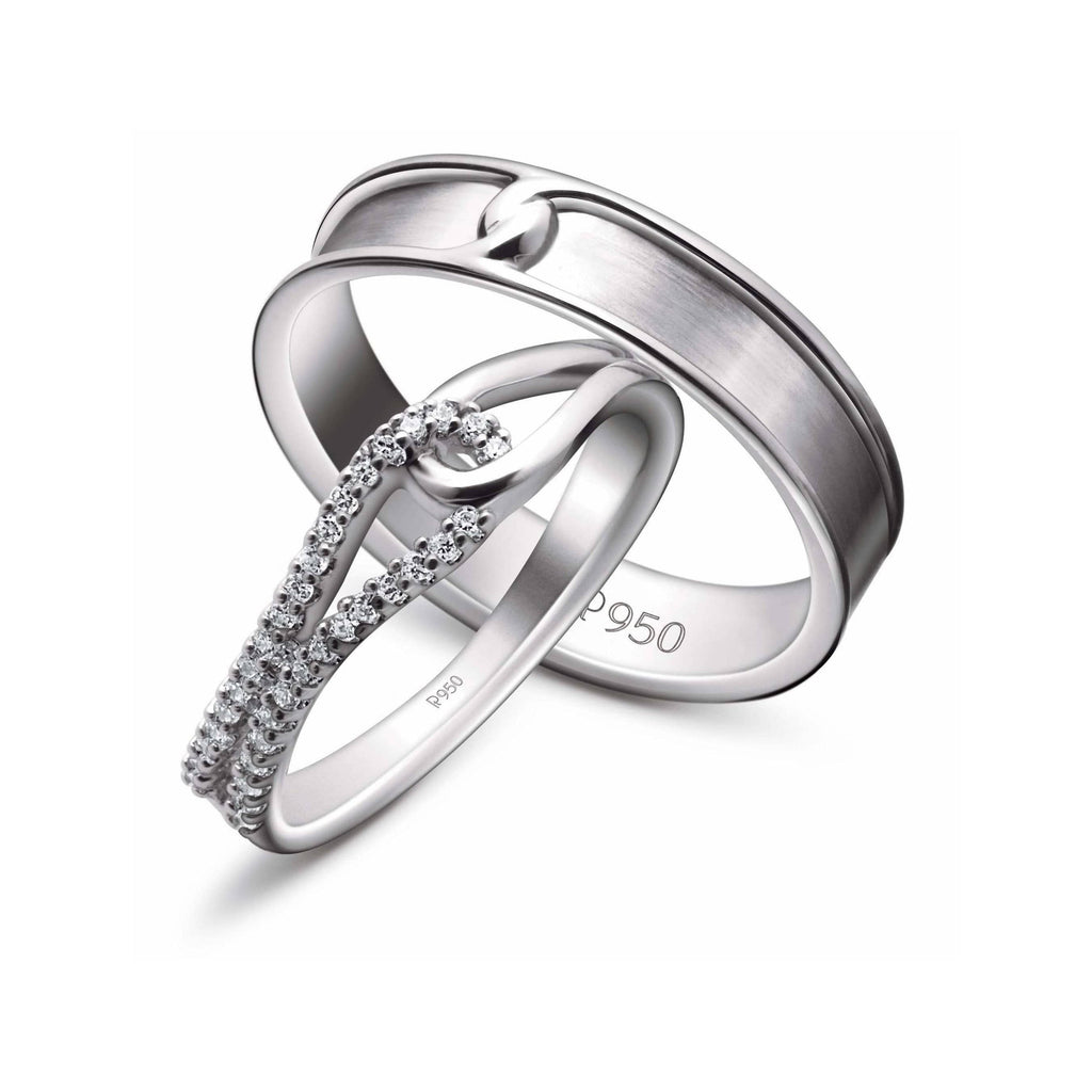 Jewelove™ Rings Both / SI IJ Ready to Ship - Ring Size 11, Platinum Women’s Ring with Curves JL PT 451