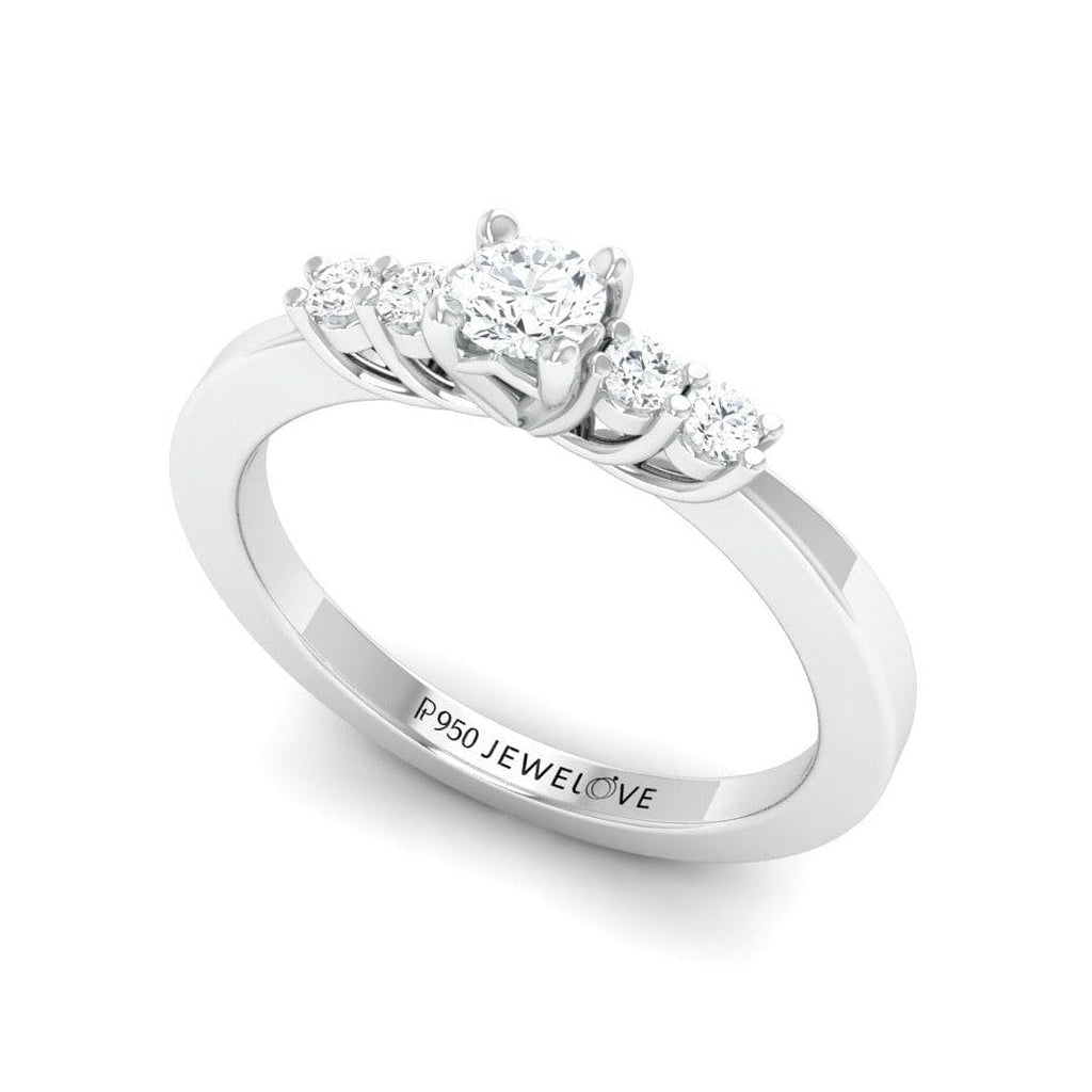 Jewelove™ Rings SI IJ / Women's Band only Ready to Ship - Ring Size 12 - 0.20 Solitaire, 5-Diamond Platinum Ring with Diamond Accents for Women JL PT 323