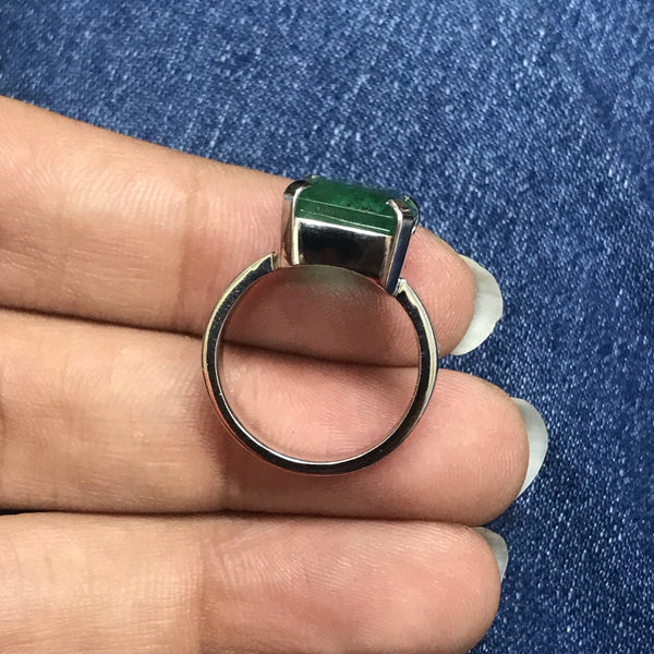Jewelove™ Rings Ready to Ship - Ring Size 12, Customised Platinum Ring with Emerald