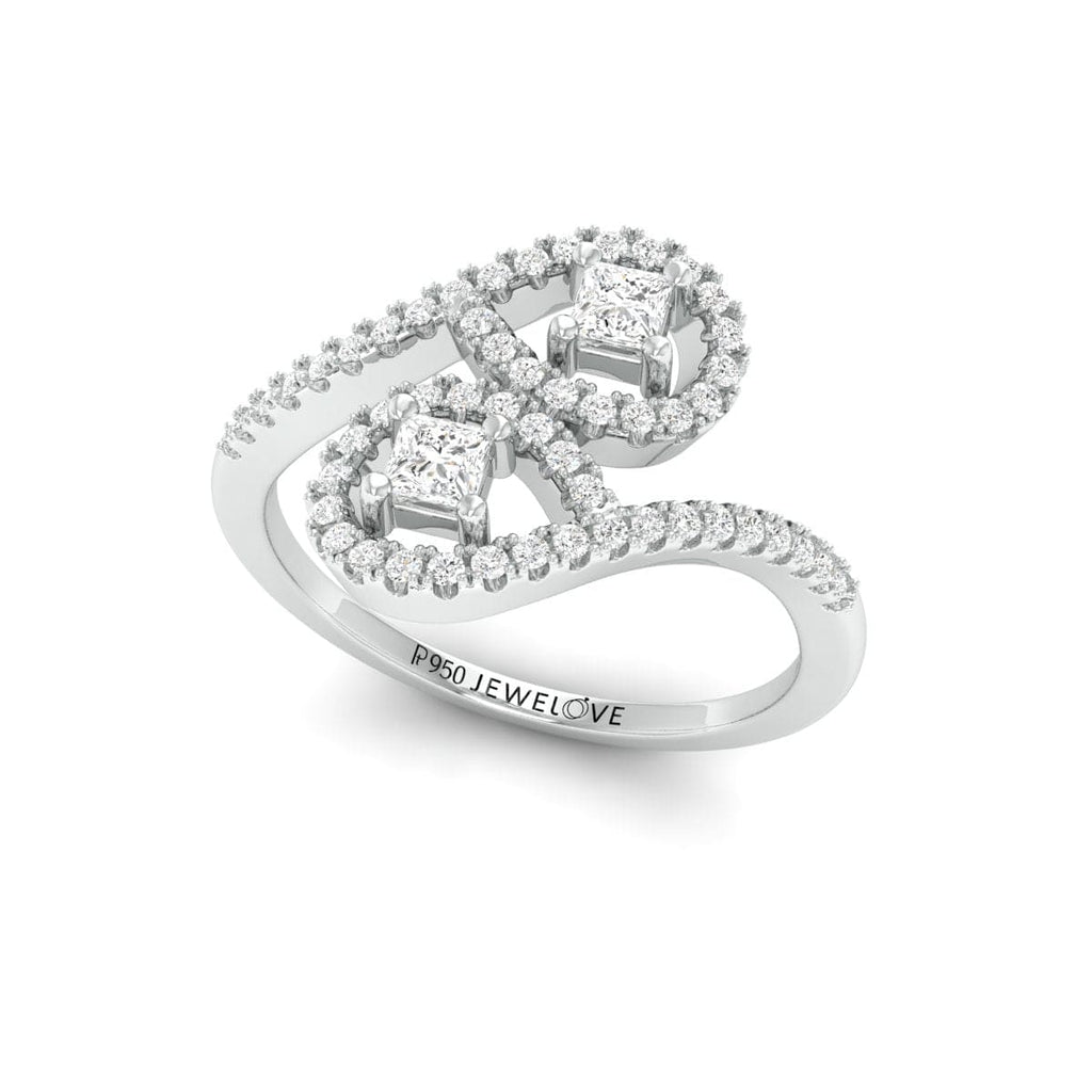 Jewelove™ Rings Women's Band only Ready to Ship - Ring Size 12, Designer Platinum Diamond Ring with Princess Cut for Women JL PT 1006