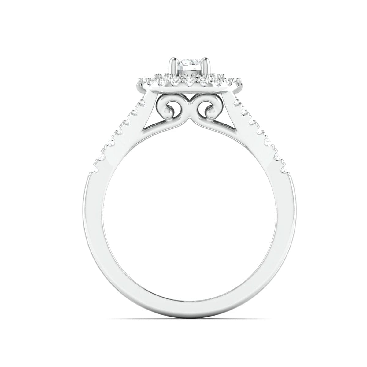 Jewelove™ Rings Ready to Ship - Ring Size 14, 25-Pointer Double Halo Platinum Solitaire Engagement Ring for Women JL PT 978