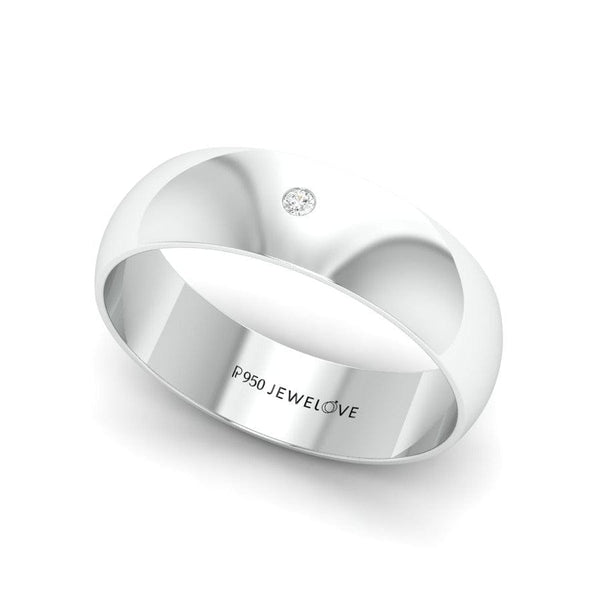 Jewelove™ Rings Men’s Band only / SI IJ Ready to Ship - Ring Size 22, 6mm Single Diamond Platinum Love Bands JL PT 630