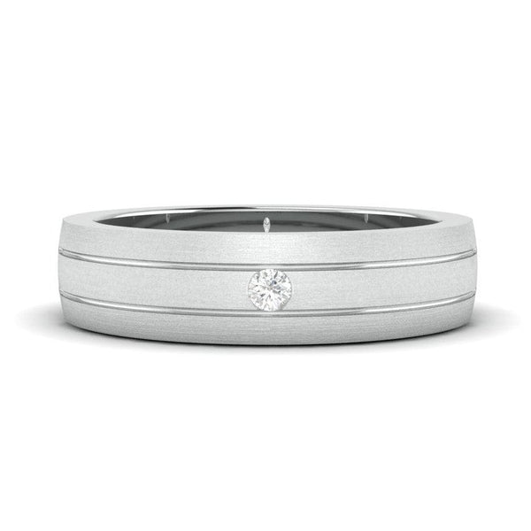 Jewelove™ Rings Men's Band only / SI IJ Ready to Ship - Ring Size 22, Single Diamond Matte Finish Platinum Band for Men JL PT 665