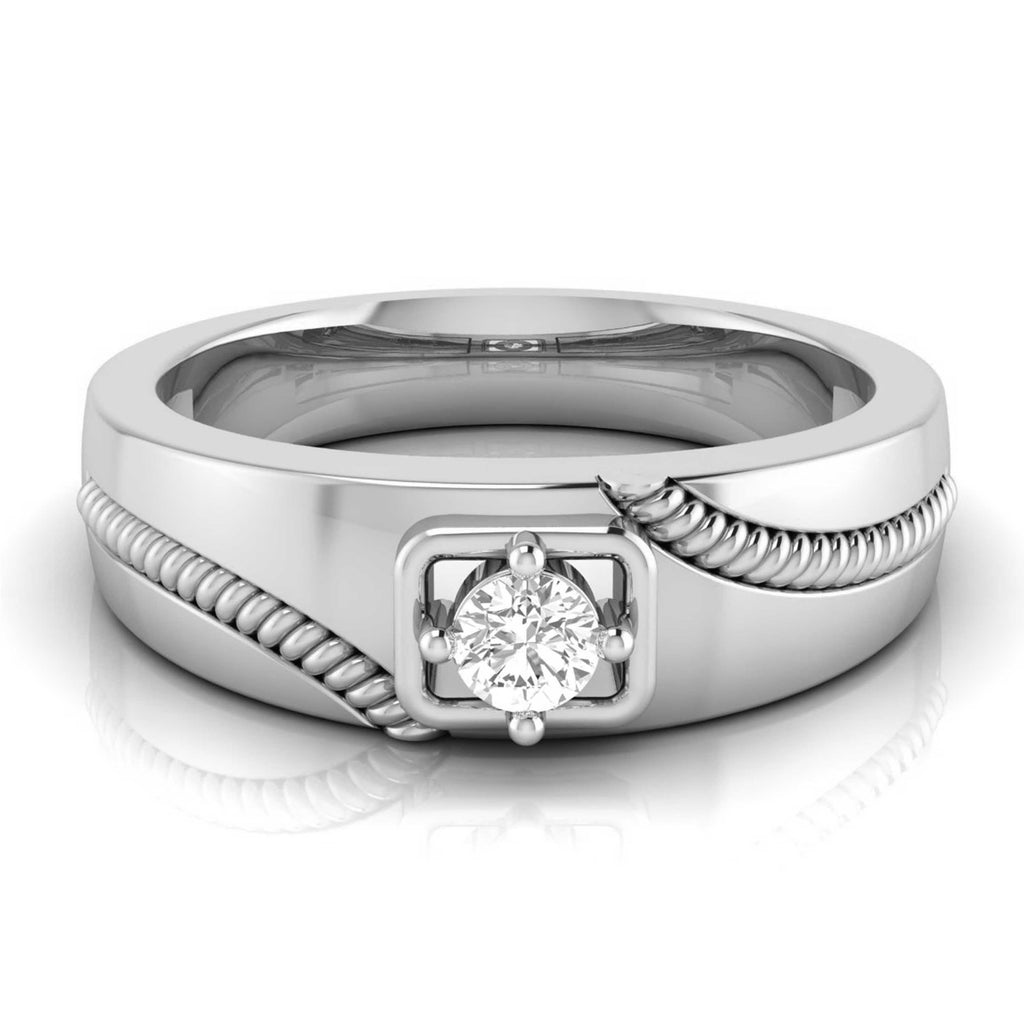 Jewelove™ Rings Men's Band only / VVS GH Ready to Ship - Ring Size 29,  Single Diamond Rope Style Platinum Men’s Ring JL PT 623