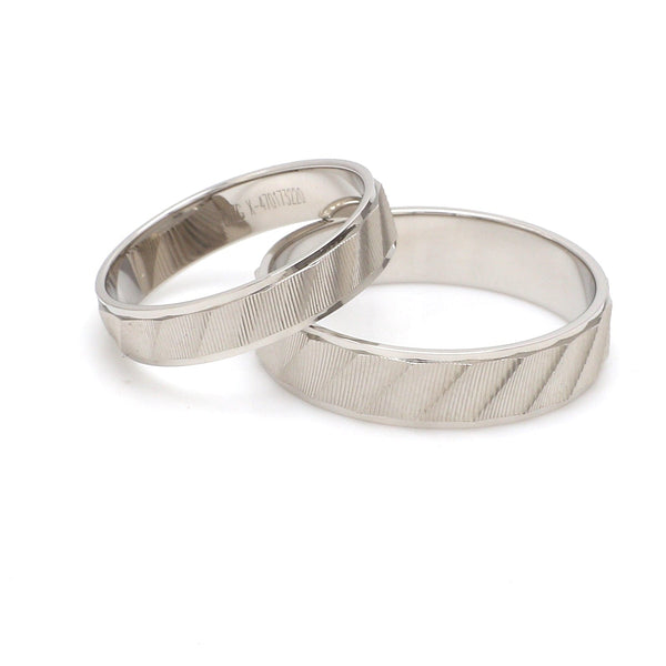 Jewelove™ Rings Ready to Ship - Ring Sizes 11, 20 - Designer Plain Platinum Love Bands with Unique Slanting Texture JL PT 1108