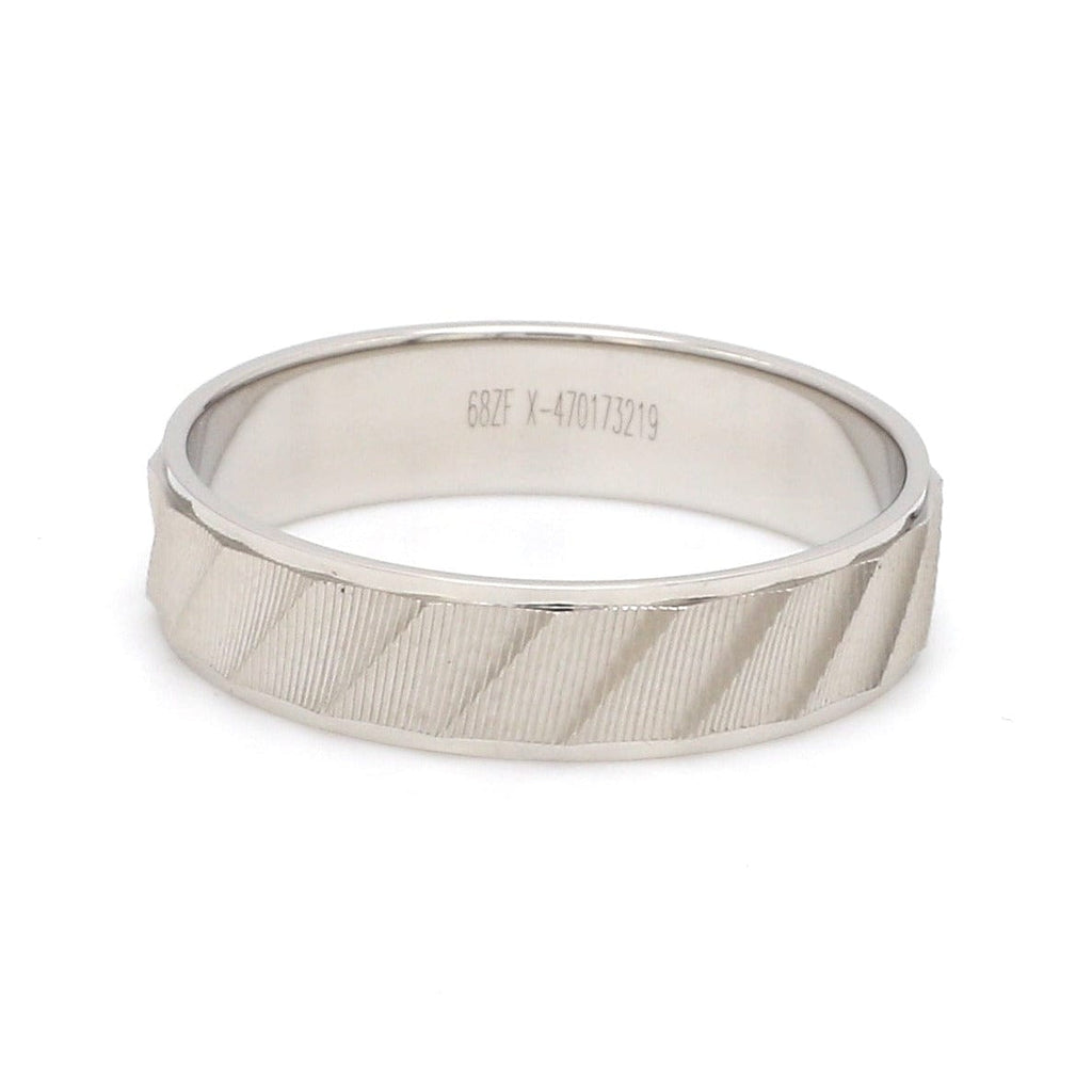 Jewelove™ Rings Men's Band only Ready to Ship - Ring Sizes 11, 20 - Designer Plain Platinum Love Bands with Unique Slanting Texture JL PT 1108
