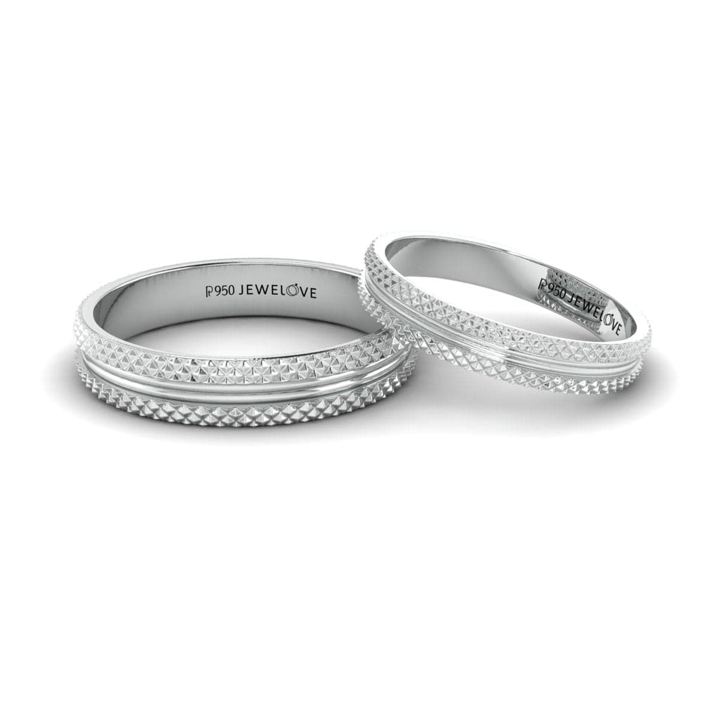 Jewelove™ Rings Ready to Ship - Ring Sizes 11, 20 - Textured Platinum Couple Rings JL PT 1111