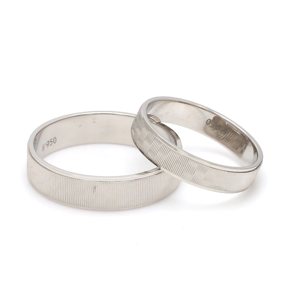 Jewelove™ Rings Ready to Ship - Ring Sizes 12, 21 Designer Textured Platinum Couple Rings JL PT 1109