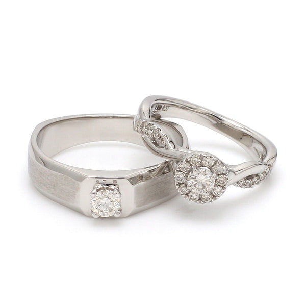 Jewelove™ Rings Ready to Ship - Ring Sizes 12, 22 - Platinum Solitaire Couple Rings JL PT 983