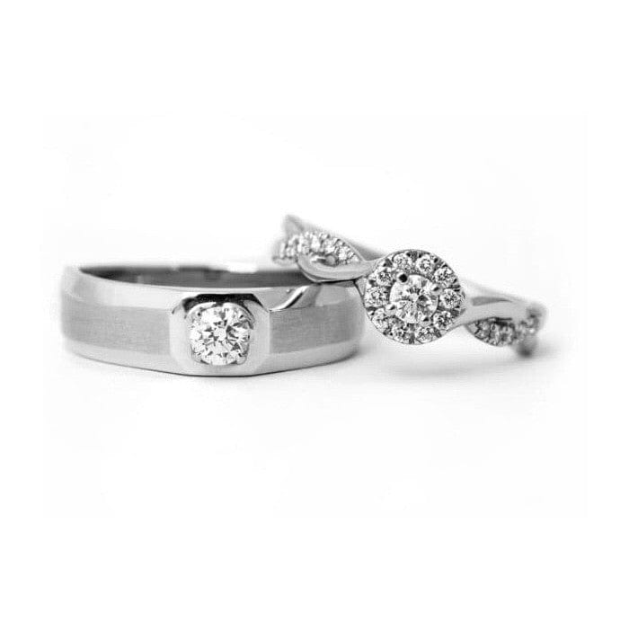 Jewelove™ Rings Both / SI IJ Ready to Ship - Ring Sizes 12, 22 - Platinum Solitaire Couple Rings JL PT 983