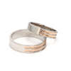 Jewelove™ Rings Ready to Ship - Ring Sizes 12, 22 - Textured Platinum & Rose Gold Couple Rings with Two Grooves JL PT 1129