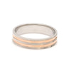 Jewelove™ Rings Women's Band only Ready to Ship - Ring Sizes 12, 22 - Textured Platinum & Rose Gold Couple Rings with Two Grooves JL PT 1129