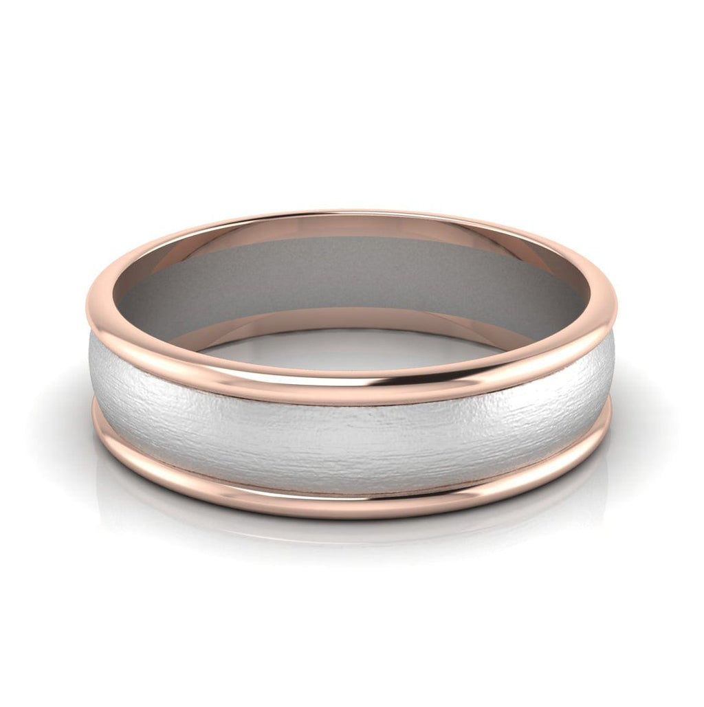 Jewelove™ Rings Men's Band only Ready to Ship - Ring Sizes 13, 22 Classic Plain Platinum Couple Rings With a Rose Gold Border JL PT 633