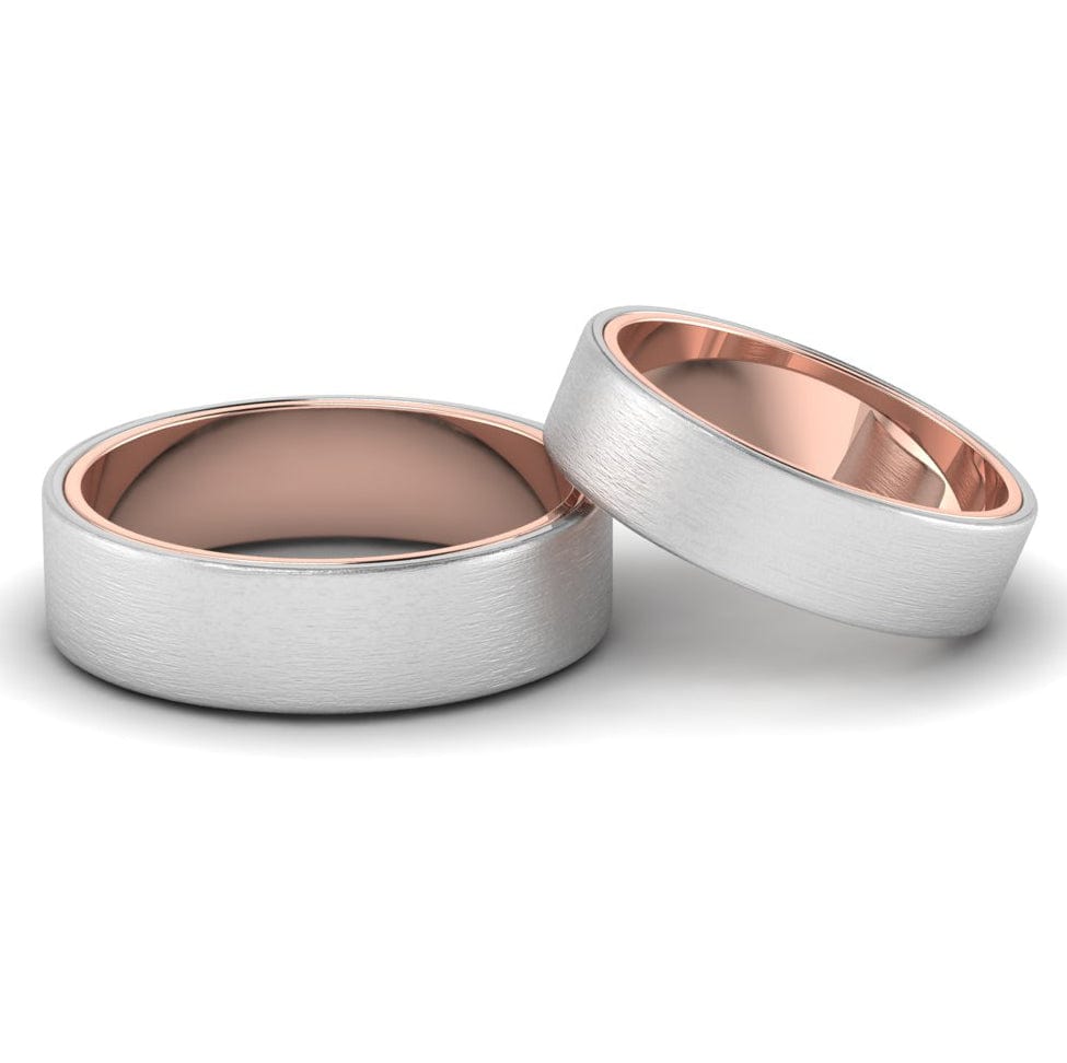 Jewelove™ Rings Both Ready to Ship - Ring Sizes 17, 19 Platinum Bands with Rose Gold Base & Matte Finish JL PT 637