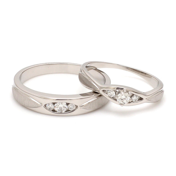Jewelove™ Rings Ready to Ship - Ring Sizes 21, 14 United Three Diamond Platinum Love Bands JL PT 588