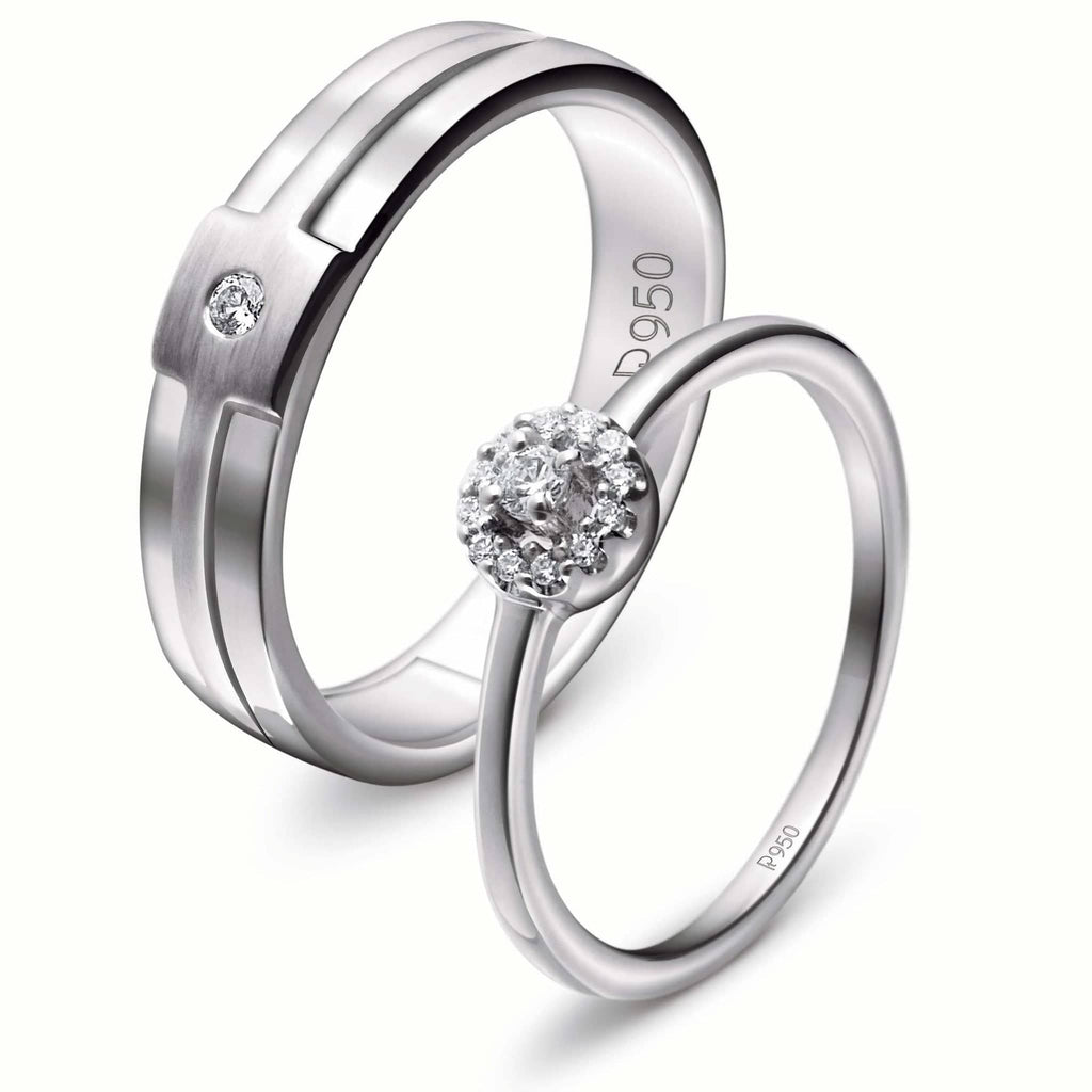 Jewelove™ Rings Both / SI IJ Ready to Ship - Ring Sizes 8, 12, 18 - Platinum Engagement Couple Rings with Diamonds JL PT 456
