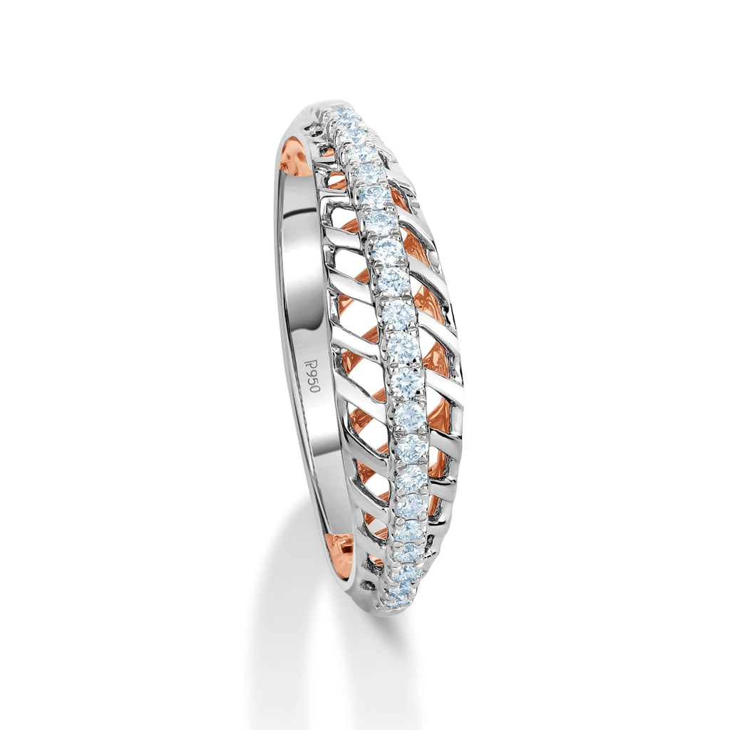 Jewelove™ Rings Women's Band only / SI IJ Ready to Ship - Sizes 21, 23 Designer Diamonds Platinum Love Bands with Rose Gold JL PT 1070