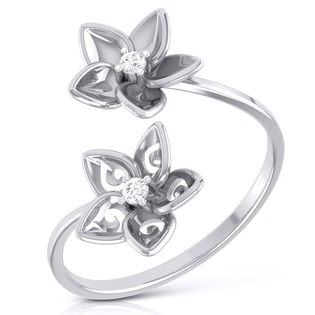 Jewelove™ Rings SI IJ / Women's Band only Romantic Flowery Platinum Ring for Women with 2 Diamonds JL PT LR 90