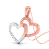 Perspective View of Platinum of Rose double Heart Pendant with Diamonds JL PT P 8111