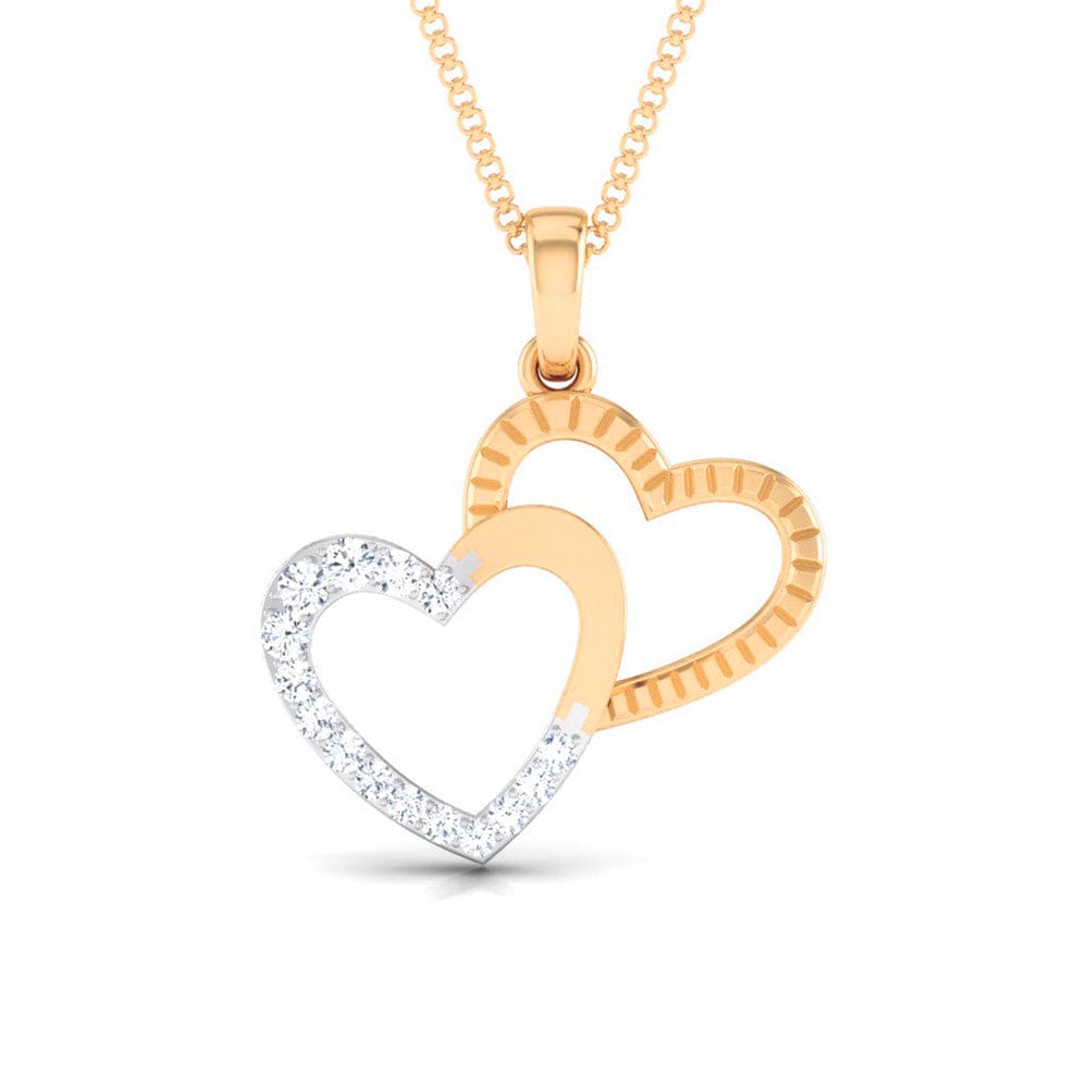 Rose Gold Platinum Double Heart Pendant with Diamonds JL PT P 8111 SI IJ Yellow Gold