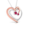 Front Side View of Platinum of Rose Heart Pendant with Diamonds JL PT P 8217