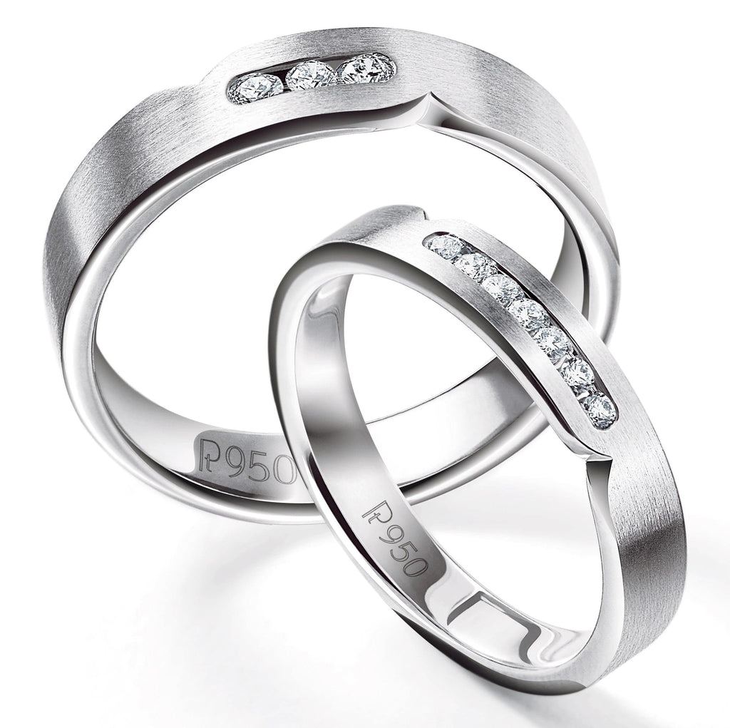 Jewelove™ Rings Both / SI IJ Serendipity Platinum Love Bands with Diamonds JL PT 527